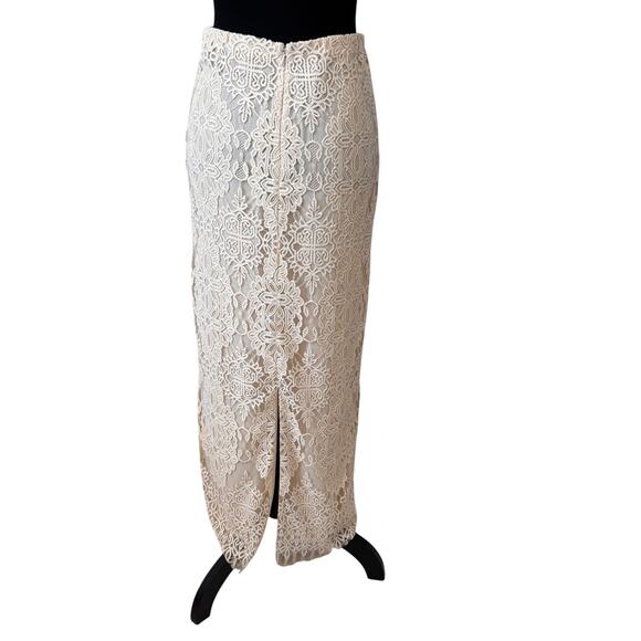New PARKER Cream Slit-Back Lace Waist Maxi Skirt Size 4 - Picture 5 of 7